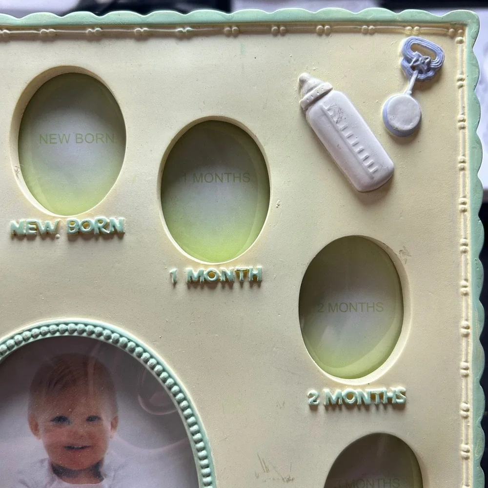 Vintage‎ Baby My First Year Photo Frame 12 Month Milestone Pastel Nursery Decor